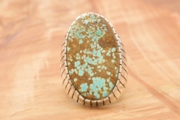 Genuine Number 8 Mine Turquoise Mens Sterling Silver Ring